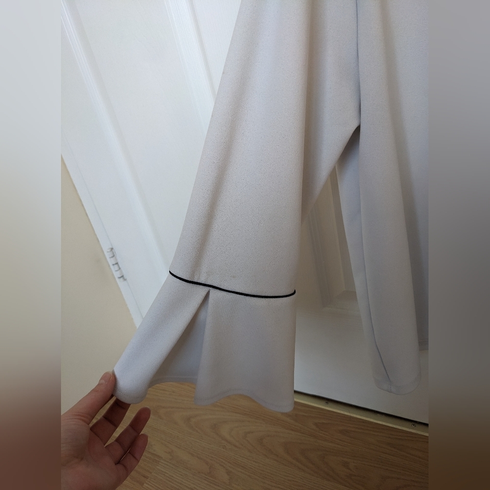 Women's Long Sleeve White Blouse - Picture 7 of 9